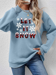 LET IT SNOW Round Neck Long Sleeve Sweatshirt 