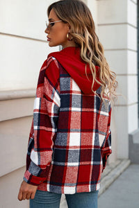 Button-Up Plaid Hooded Jacket 