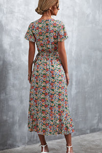 Floral Surplice Neck Tied Midi Dress