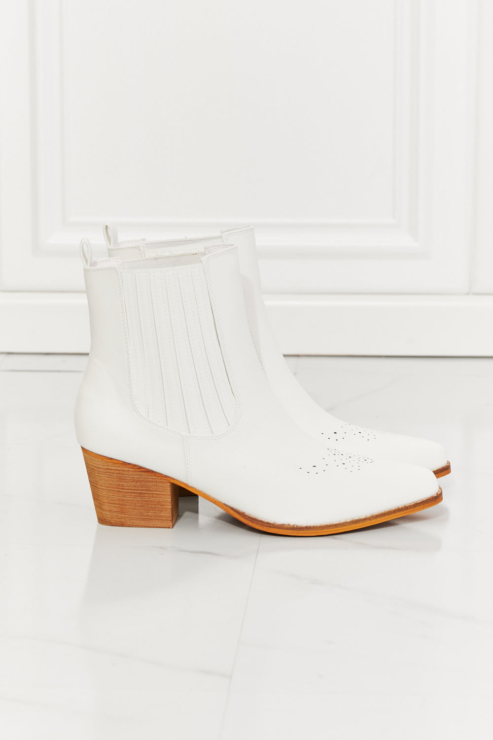 Journey Stacked Heel Chelsea Boot in White