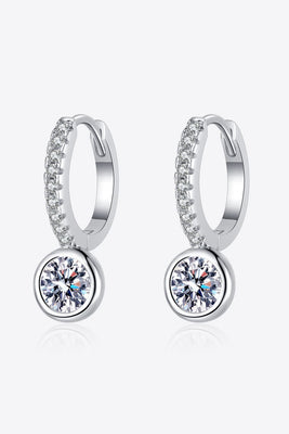 1 Carat Moissanite Rhodium-Plated Drop Earrings 