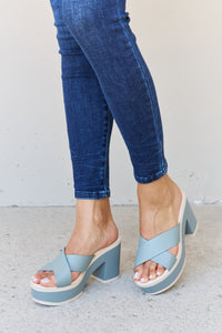 Moments Contrast Platform Sandals in Misty Blue