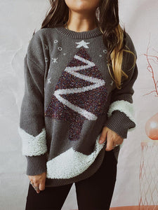 Christmas Tree Graphic Dropped Shoulder Sweater 