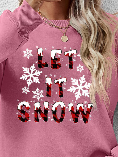 LET IT SNOW Round Neck Long Sleeve Sweatshirt 