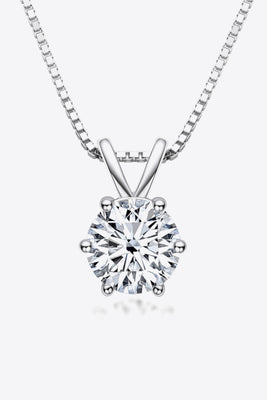 Silver 1 Carat Moissanite Pendant Necklace