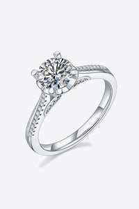 1 Carat Moissanite 925 Sterling Silver Side Stone Ring 