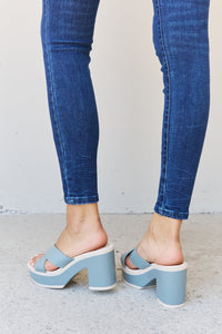 Moments Contrast Platform Sandals in Misty Blue